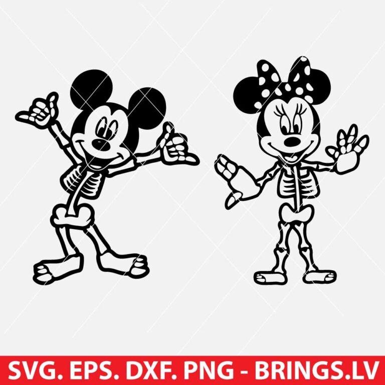 Mickey And Minnie Mouse Skeleton Svg Png Dxf Eps Cut Files