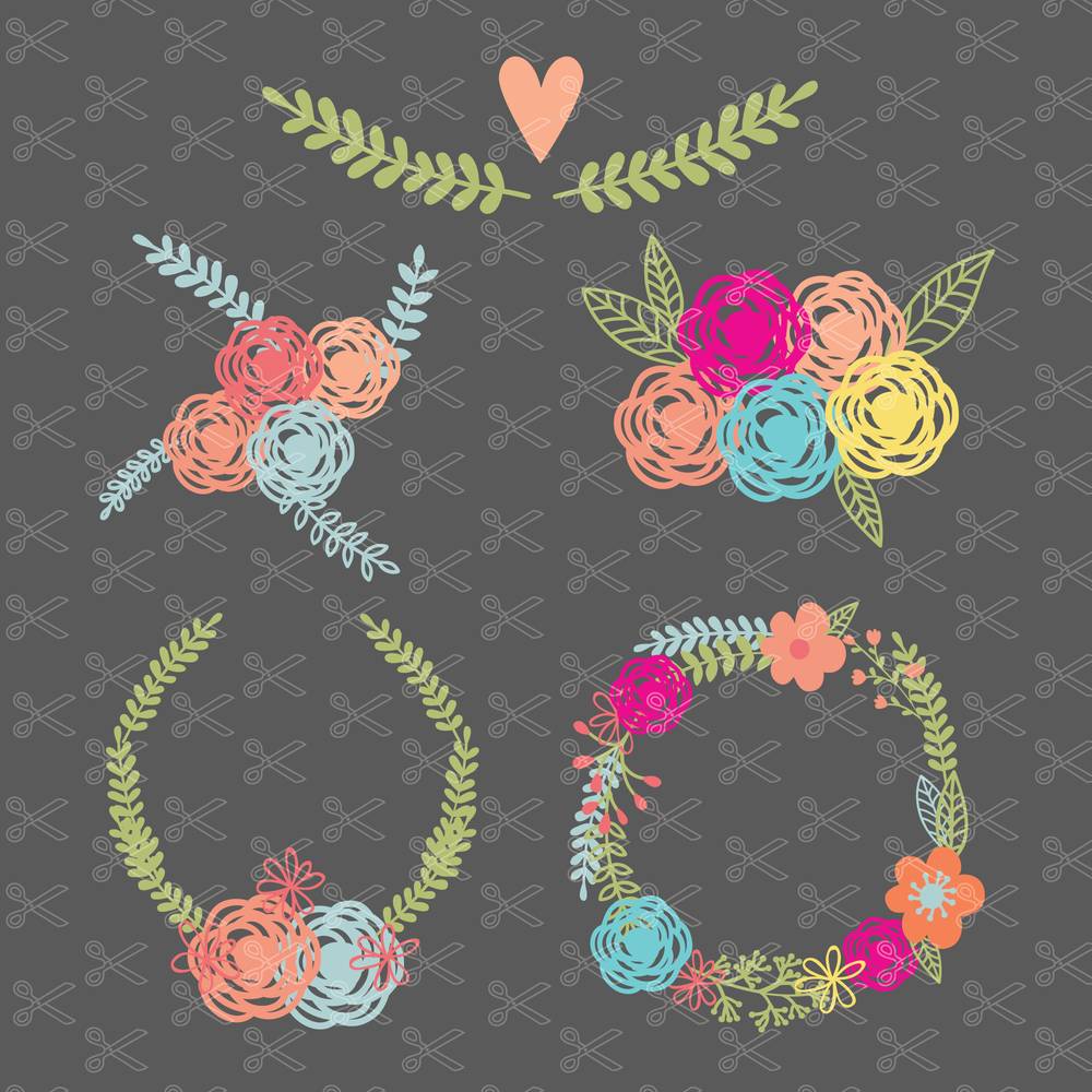 Flowers Flower circle Valentine/'s Day Svg files for cricut and silhouette FLORAL CIRCLE LOVE svg Love Paper cut template