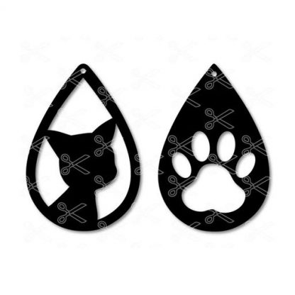 CAT PAW TEAR DROP EARRINGS ANIMAL LOVE CITTY SVG DXF CUT FILES