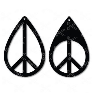Peace Tear Drop Earrings SVG and DXF Cut files
