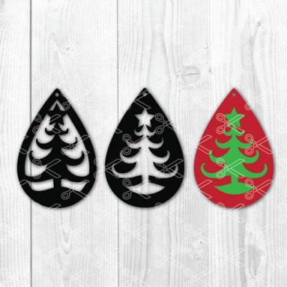 CHRISTMAS TREE STAR TEAR DROP EARRINGS SVG AND DXF CUT FILES