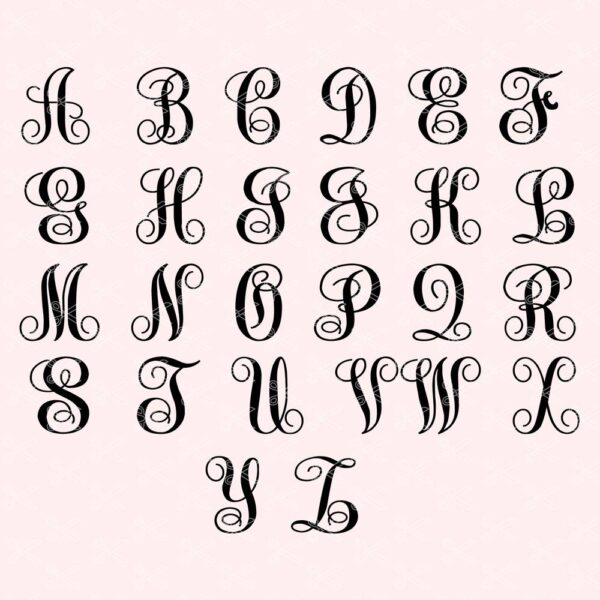 Monogram Font Alphabet SVG