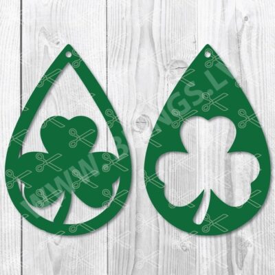Shamrock St. Patricks Day Teardrop Earring SVG file