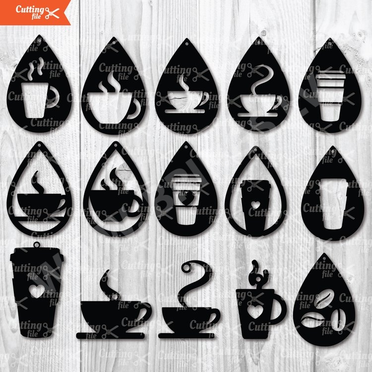Coffee Earrings SVG Cut File