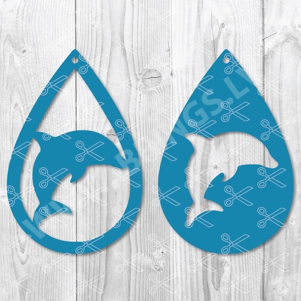 Dolphin Teardrop Earring SVG