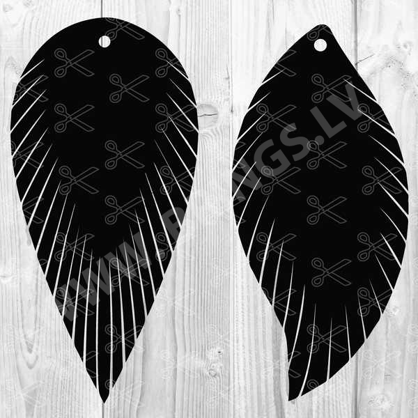Feather Fringe Earring SVG DXF Cut File