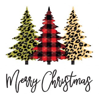 Merry Christmas Trees Plaid Leopard SVG DXF PNG Cut Files