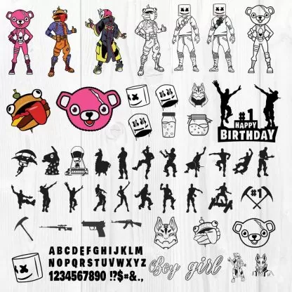 Mega Fortnite SVG Bundle - Fortnite Birthday SVG - Fortnite SVG Cut File