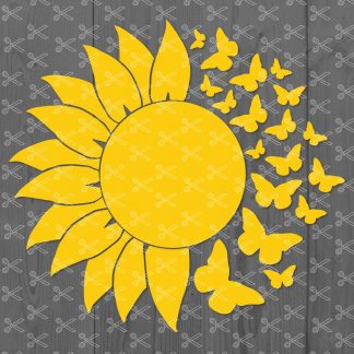 SUNFLOWER AND BUTTERFLY SVG