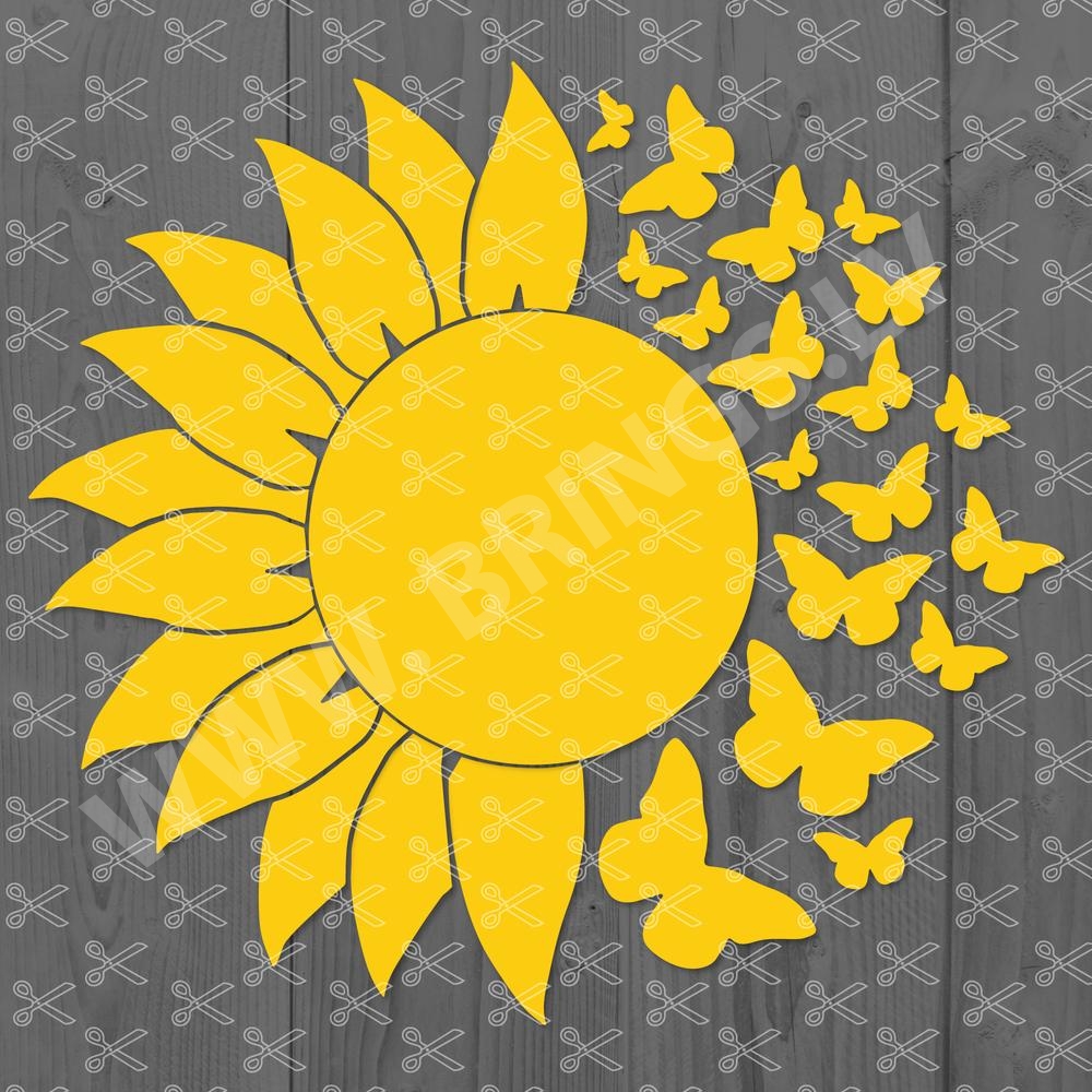 Download Sunflower And Butterfly Svg Dxf Png Eps Cut Files SVG, PNG, EPS, DXF File