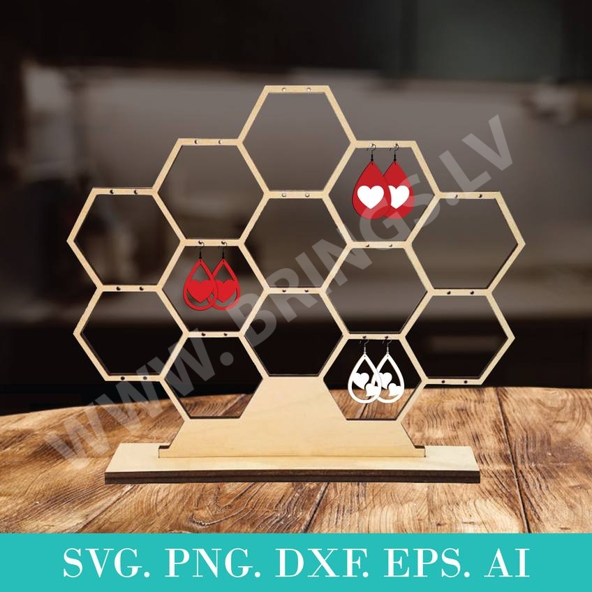 Honeycomb Jewelry Display Template SVG