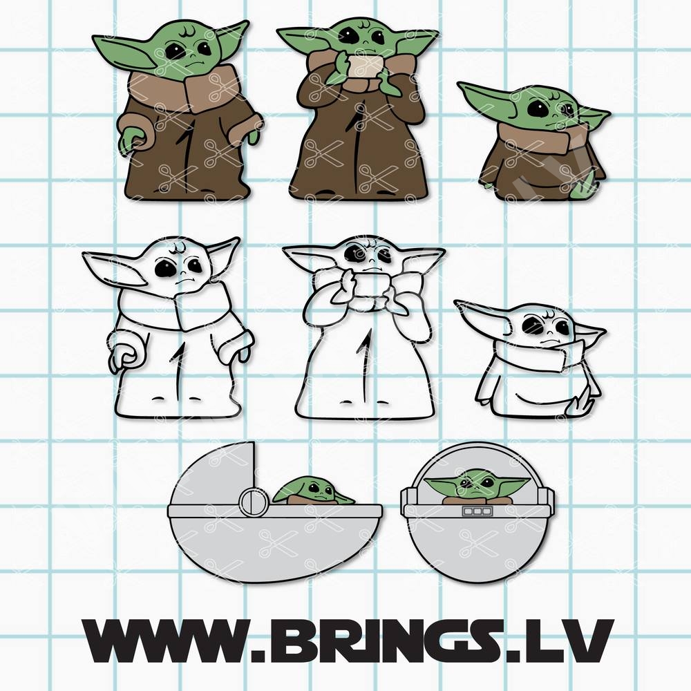 Baby Yoda Svg Dxf Png Eps Bundle