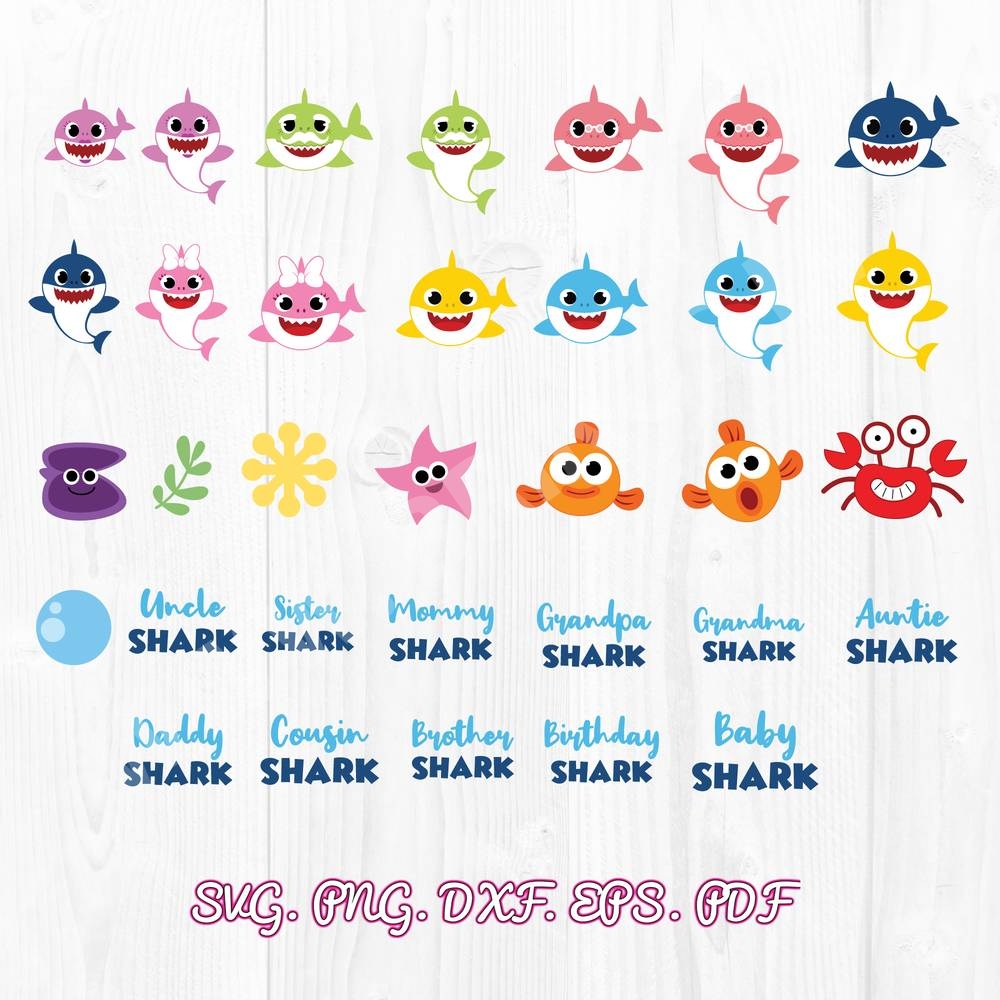 Baby Shark Svg Bundle Dxf Png Pdf Eps Pdf Cutting Files