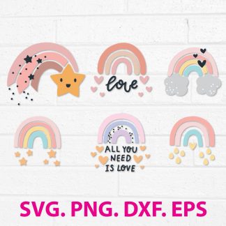 Download Rainbow Svg Dxf Png Eps Rainbow With Clouds Svg Cut File