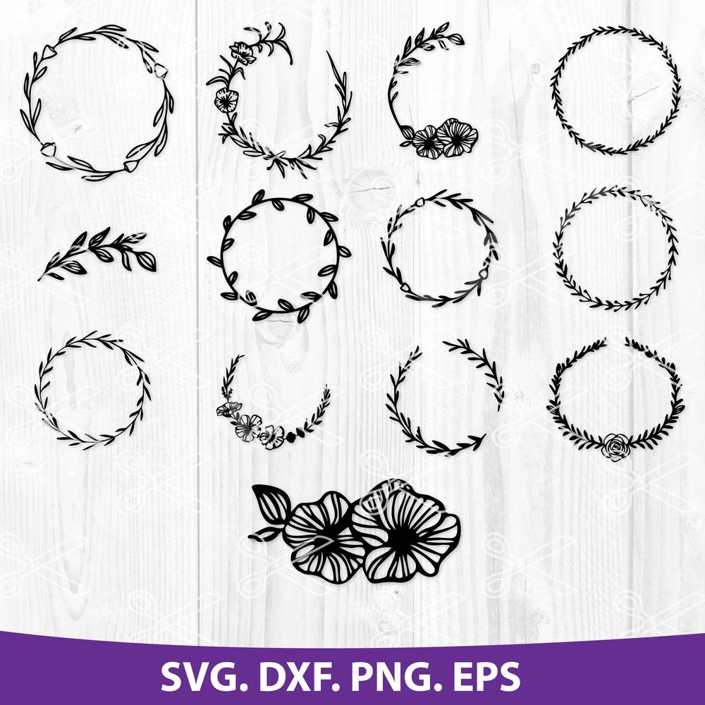 Floral Wreath Svg Dxf Png Eps Flower Wreath Svg Cut File