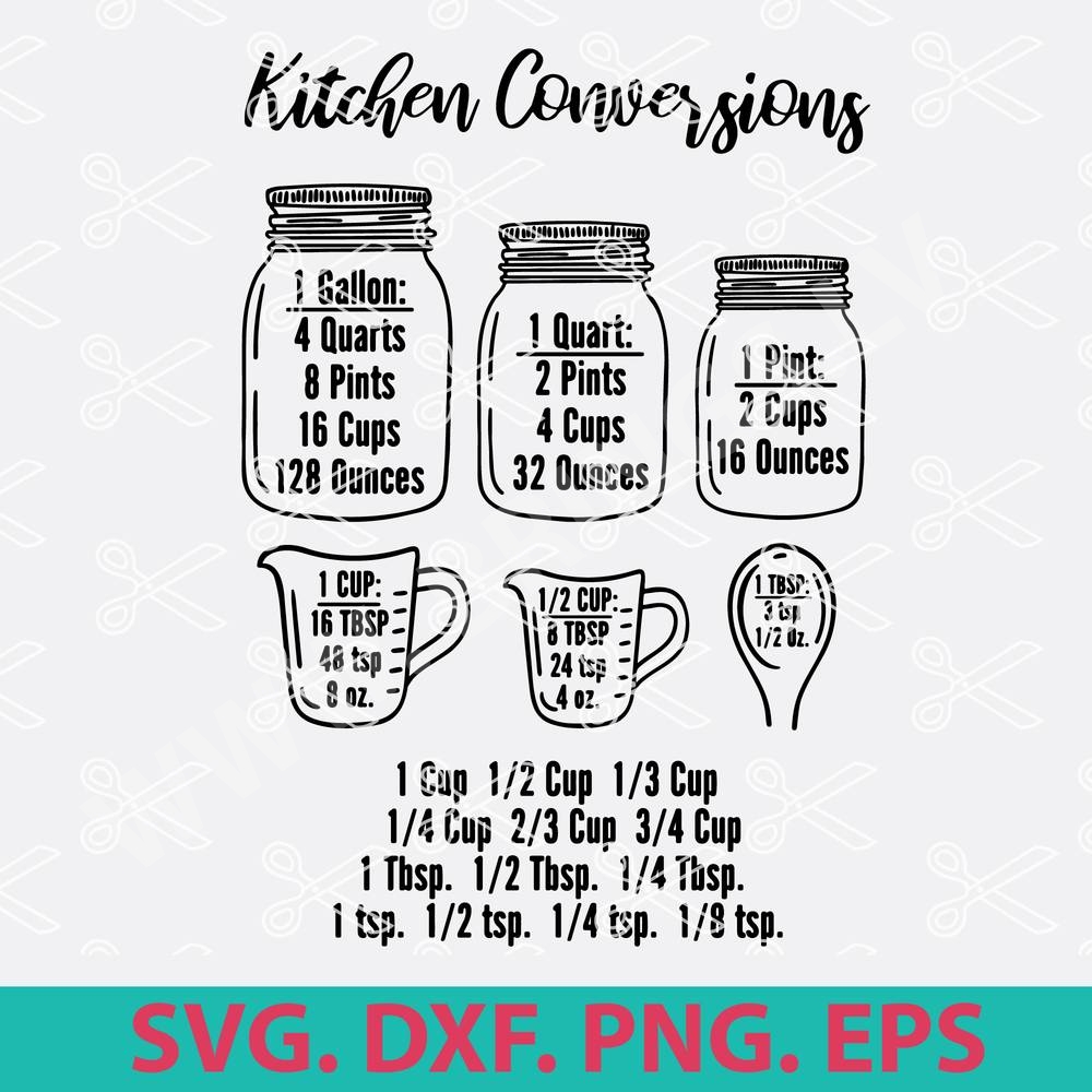 Kitchen Conversion Chart Svg Dxf Png Eps Pdf Cut Files