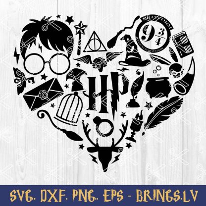 Harry Potter Heart SVG, DXF, PNG, EPS, Cut Files - Hogwarts SVG