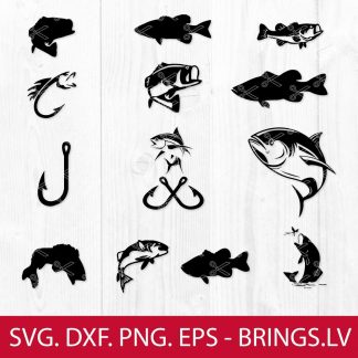 Download Fish Svg Dxf Png Eps Cut Files Bass Fishing Svg Tuna Svg