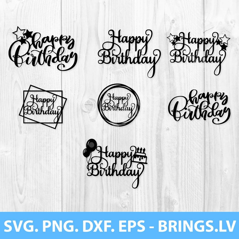 Digital Files Cricut Print and Cut Happy Birthday PNG Birthday decor PNG Birthday Digital Print and Cut File Birthday Cake Topper PNG