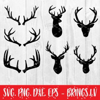 Download Deer Head And Antlers Svg Bundle Dxf Png Eps Cut Files