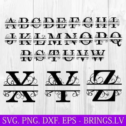 Split Monogram Svg, Dxf, Png, Eps, Cut Files, Split Font Svg