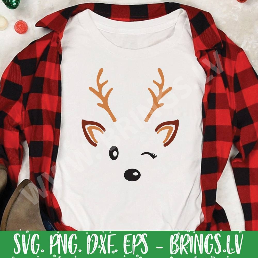 Cute Reindeer Face SVG