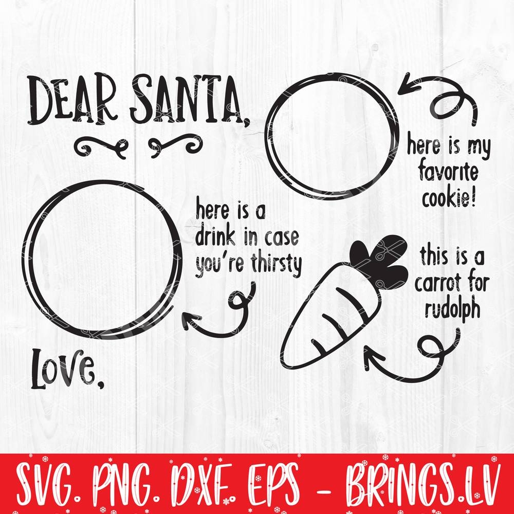 Dear Santa Cookies and Milk Doodle Tray Digital SVG
