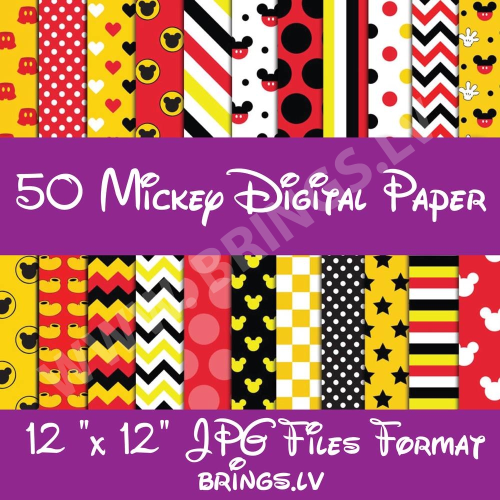 Mickey Mouse Digital Papers JPG