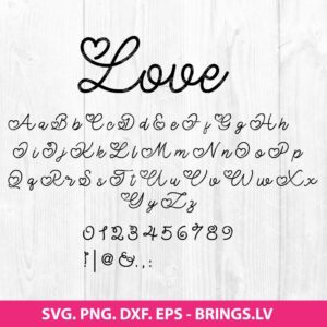 Hand Drawn Love Valentine Font SVG