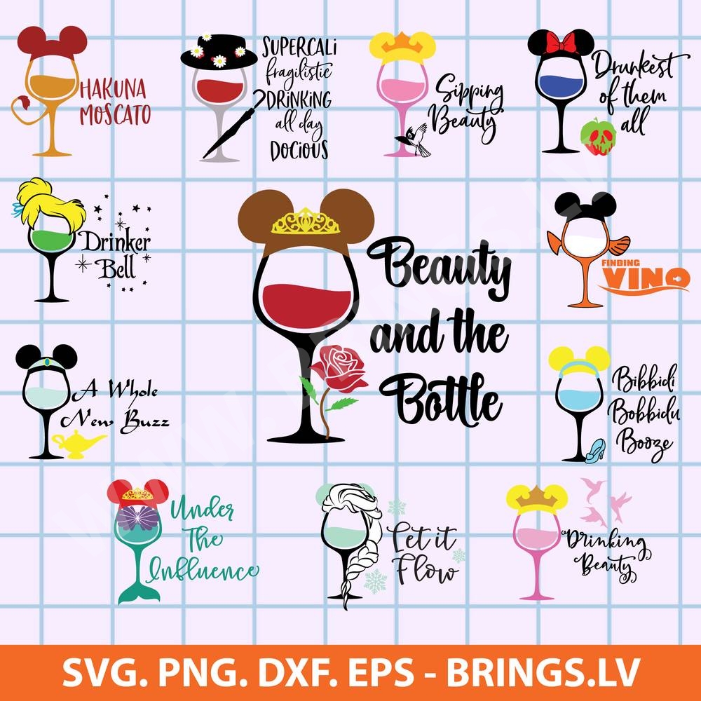 Disney Wine Glass SVG Bundl