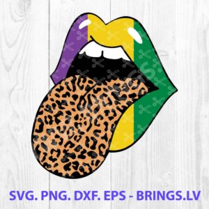 Leopard Mardi Gras lips SVG