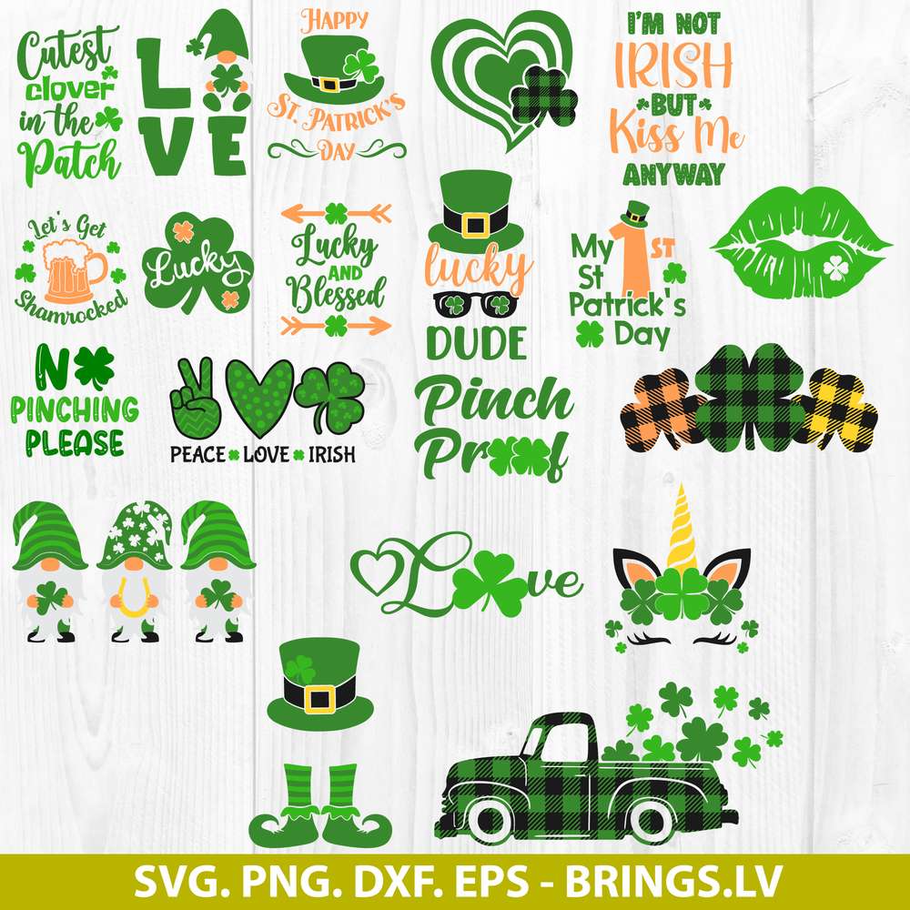 Gnomes with Shamrock St Patricks Pattys Day Svg Eps Digital Download Png Dxf