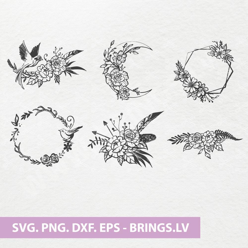 Hand drawn wildflower monogram SVG