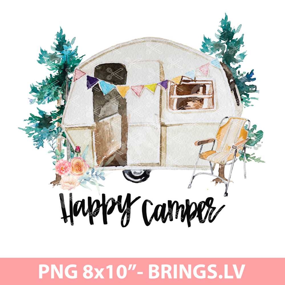 Happy Camper with flowers clipart png
