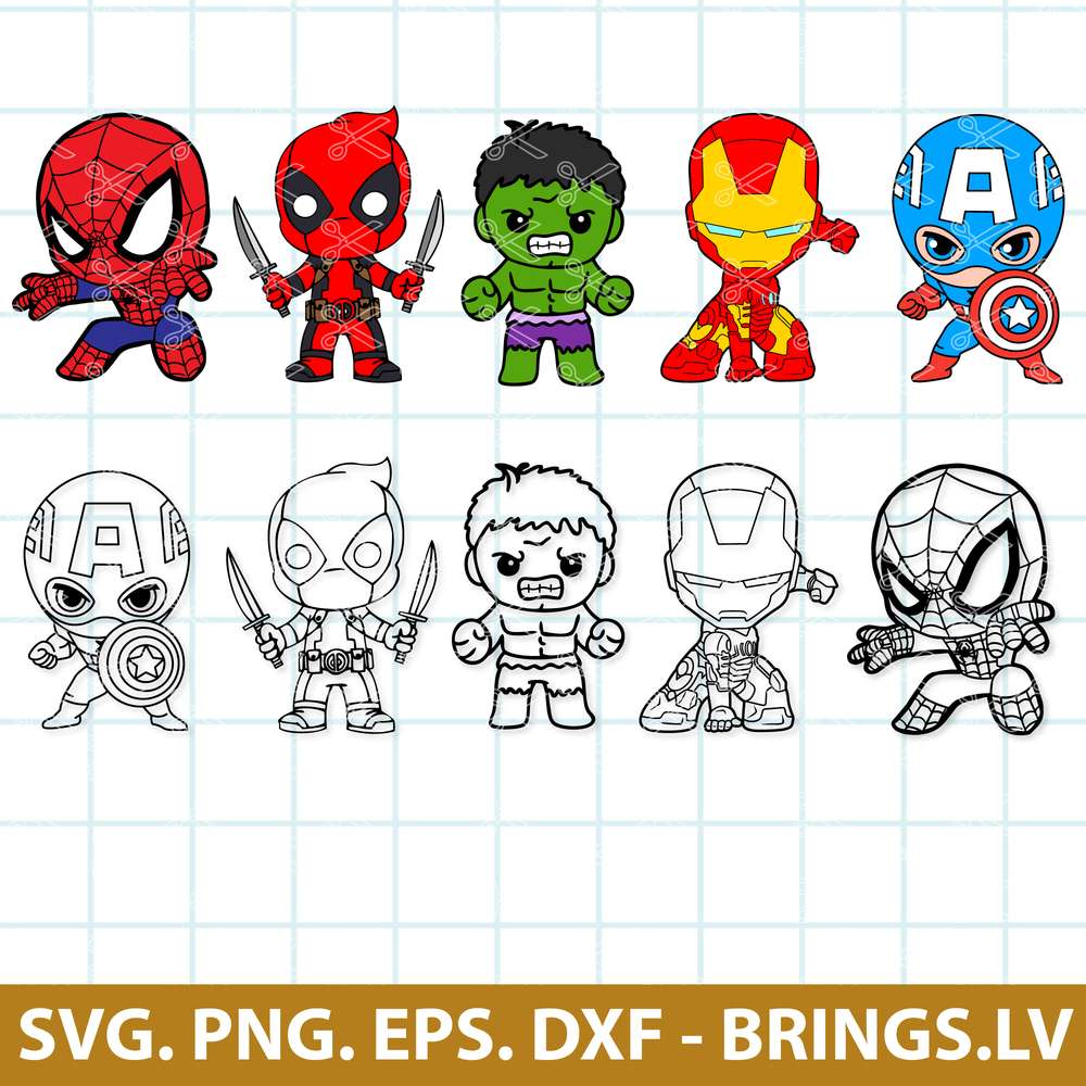Baby Superheroes SVG, Marvel Heroes SVG, Baby Spiderman svg