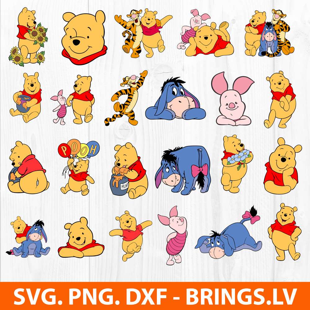 Vinyl File Cricut Silhouette ! Vector SVG,png,dxf Disney Winnie The Pooh SVG Bundle Cut File