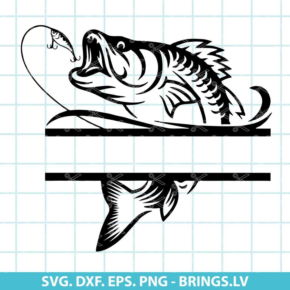 SPLIT BASS FISH SVG CUT FILE