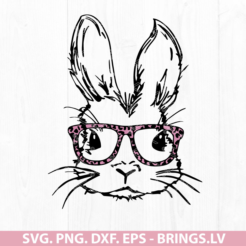 Bunny with glasses svg | Bunny glasses leopard svg | bunny rabbit glasses