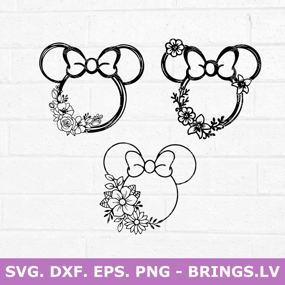MINNIE MOUSE WITH FLOWER SVG