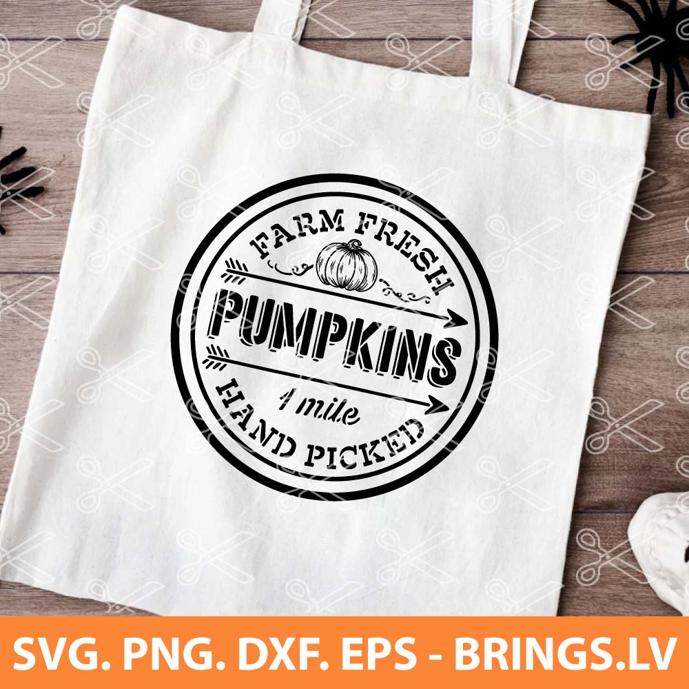 Farm Fresh Pumpkins Hand Picked SVG Fall Pumpkin Season SVG PNG DXF 