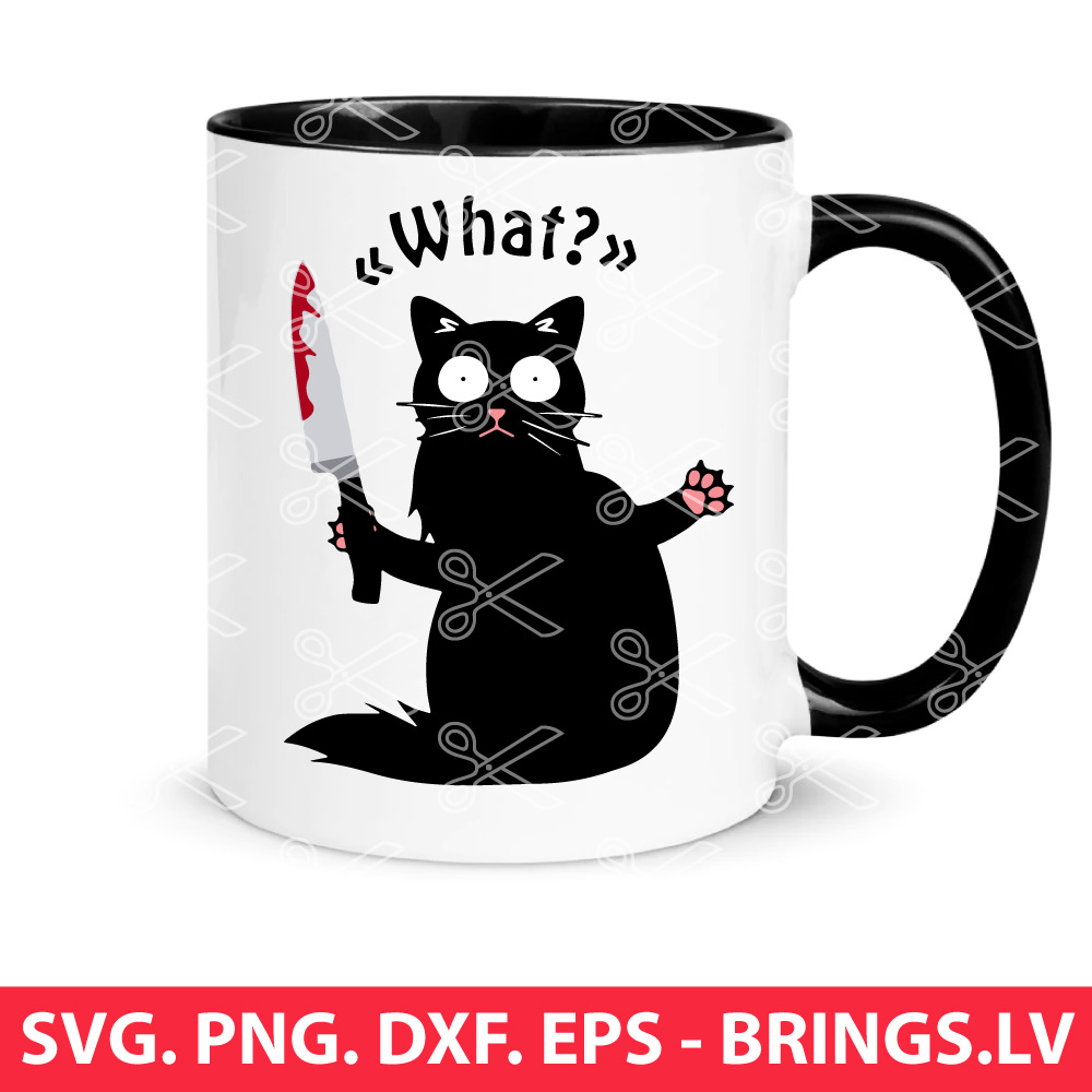 This What Black Angry Cat Knife SVG | Cat Holding Knife SVG
