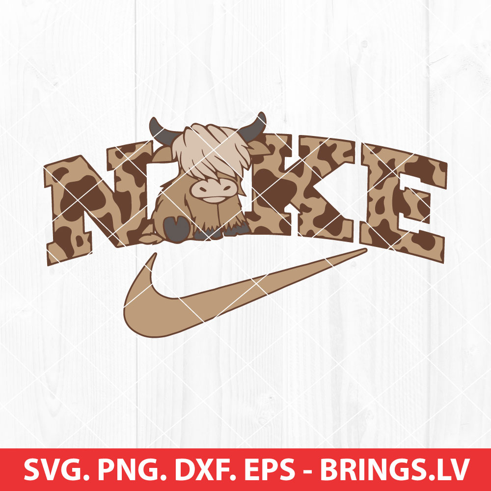 Nike Cow Print SVG Nike Highland Cow SVG Nike Logo SVG PNG DXF EPS Cut Files For 