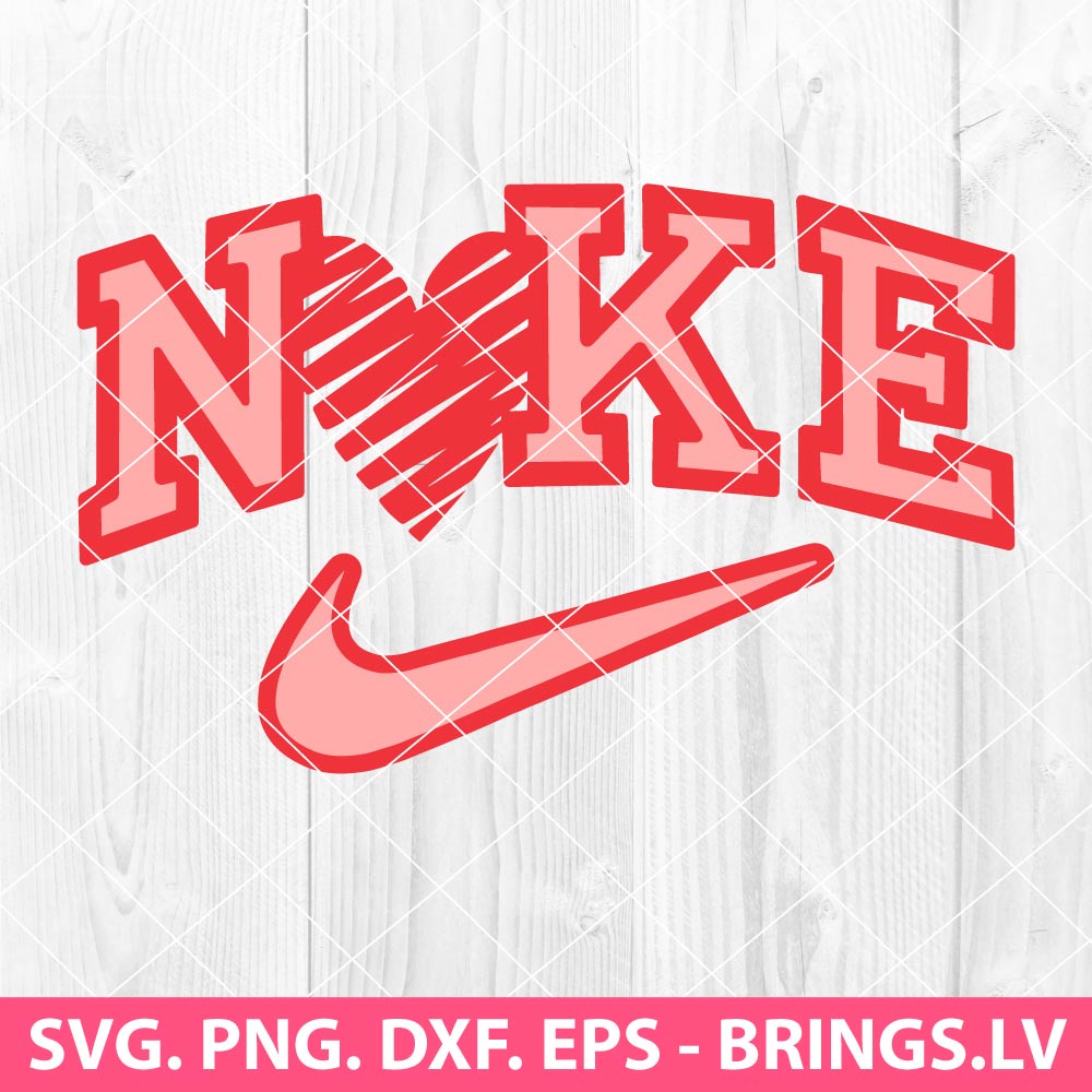 Nike Heart Swoosh SVG, Valentines Swoosh SVG, Nike Love SVG
