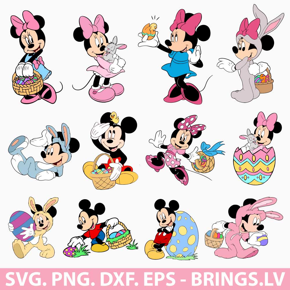 Easter Mickey Mouse And Minnie Mouse SVG