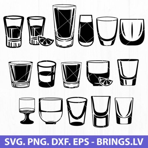 Shot Glass SVG PNG DXF EPS Cut Files for Cricut and Silhouette