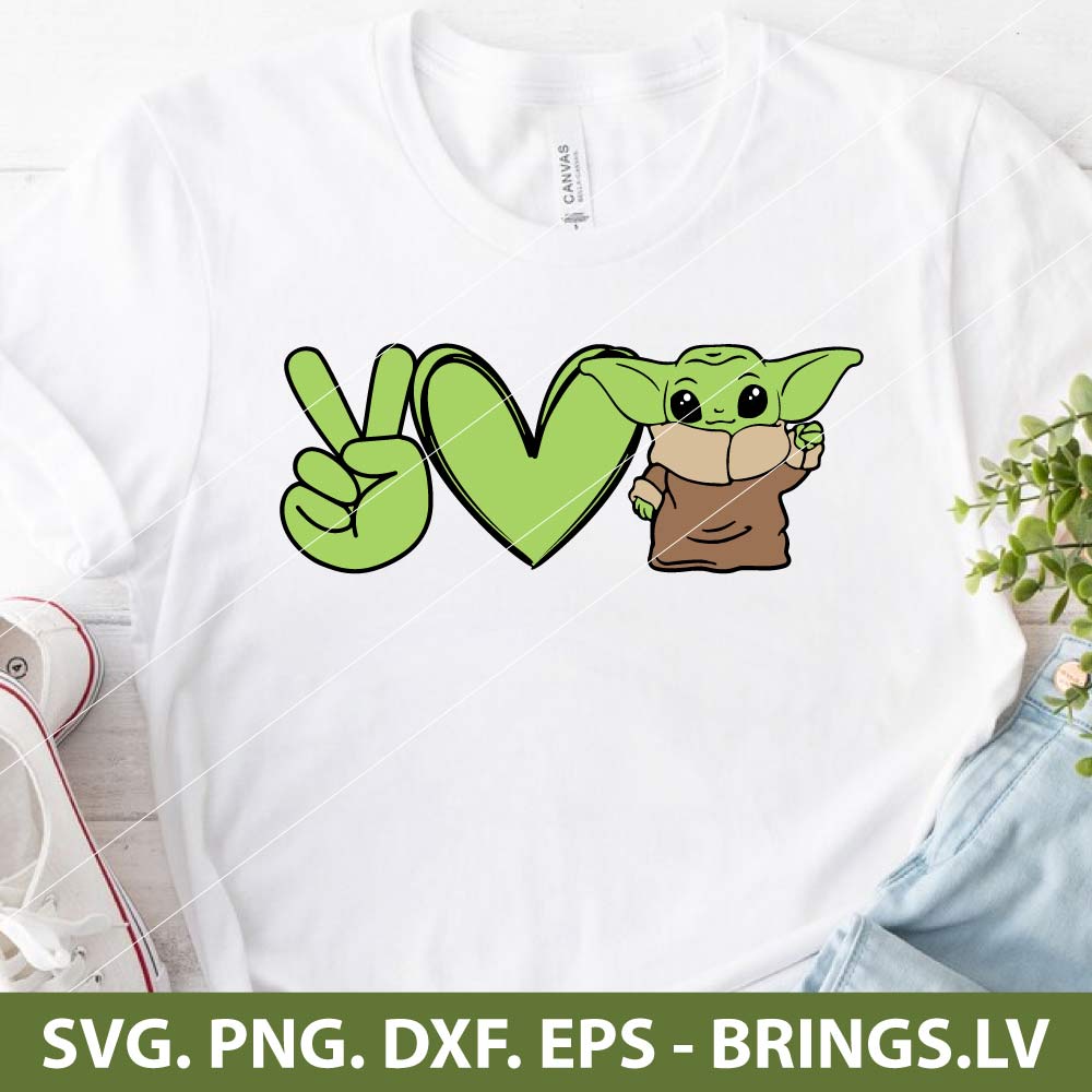 Peace Love Baby Yoda SVG