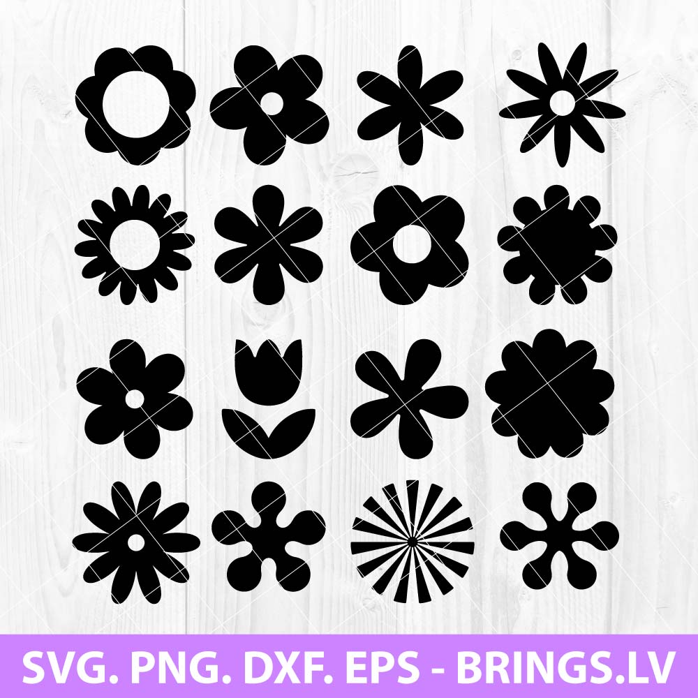 Retro Flower SVG, Groovy Flowers SVG, Flower SVG, Daisy Svg, Hippie