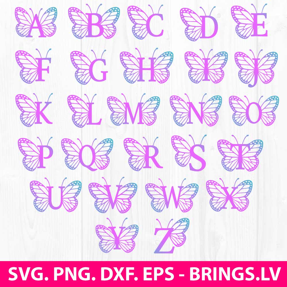 Butterfly Monogram Alphabet SVG