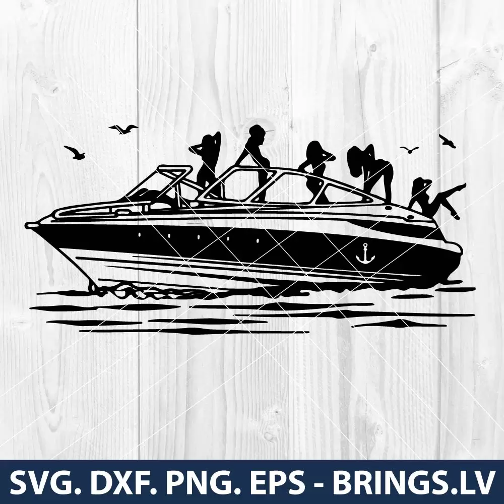 Boat SVG Speed Boat SVG PNG DXF EPS Cut Files for Cricut