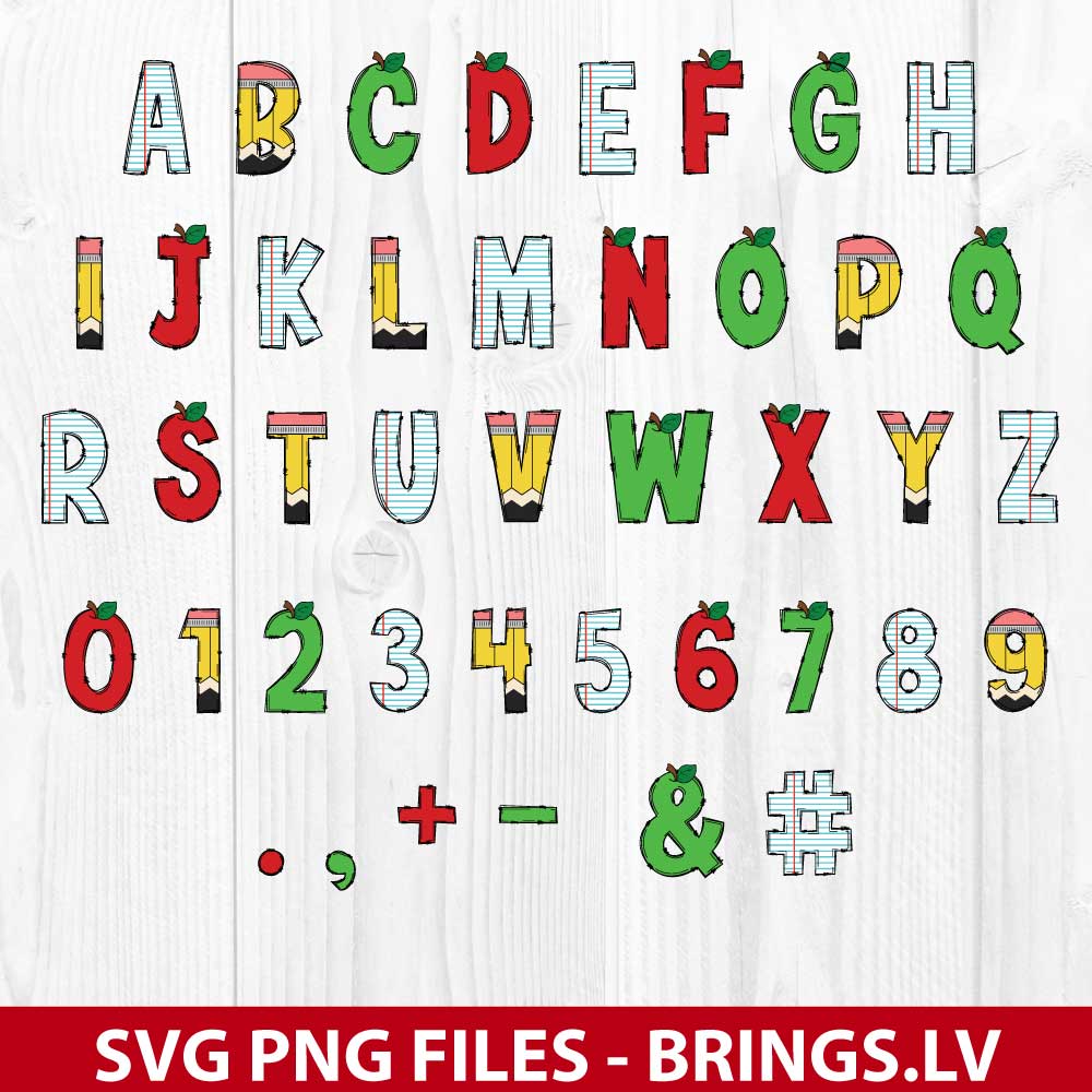 Back To School Alphabet SVG